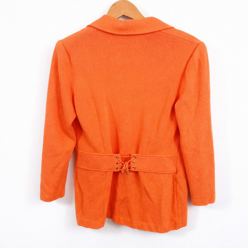 St. John Santana Knit Orange Blazer Tie Back Detail Size 4