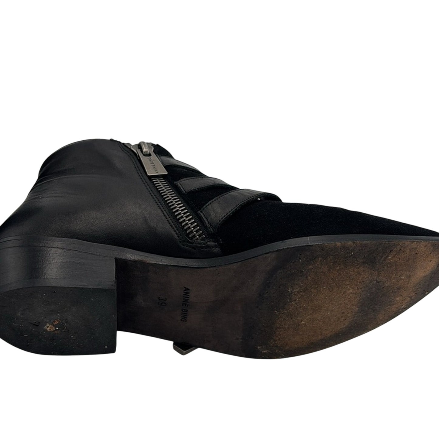 Anine Bing Women’s Black Emma Moto Leather Ankle Boots 39