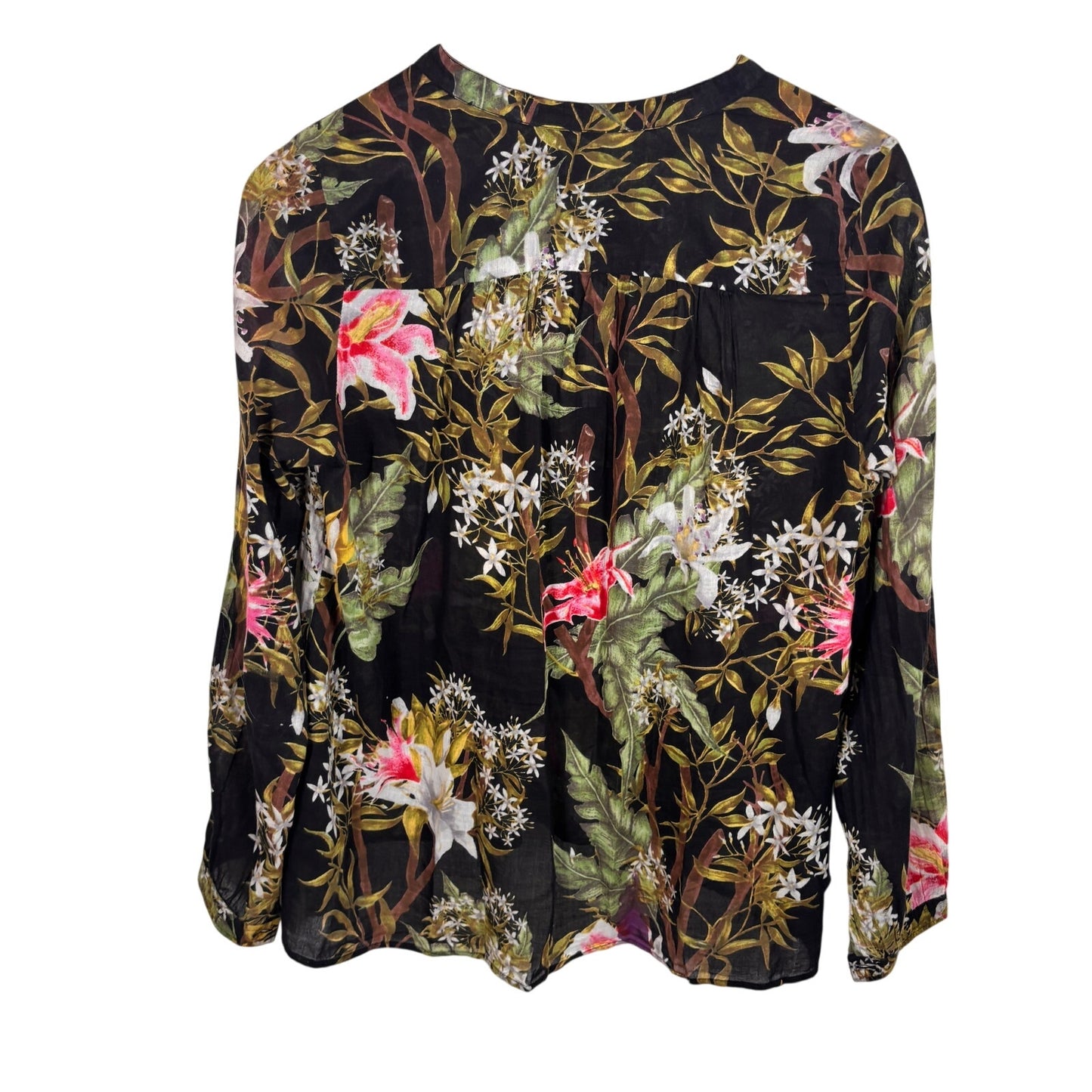 Isabel Marant Etoile Black Pattern Wescott Floral Print Henley Blouse