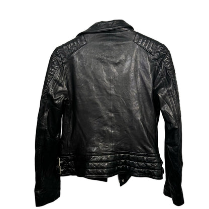Anine Bing Grainy Leather Belted Biker Moto Jacket Small S