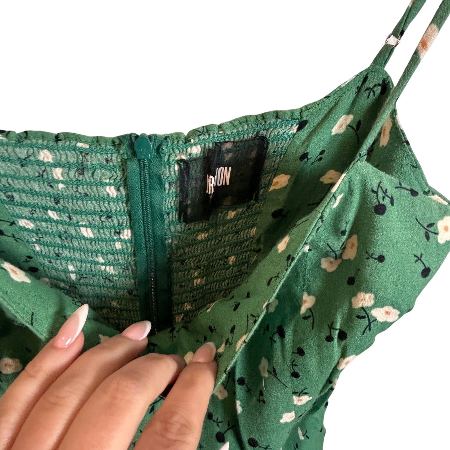 Reformation Sam Pico Green Floral Bodycon Stretch Mini Dress Size 2