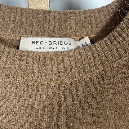Bec + Bridge Fifi Knit Top in Taupe Size 2