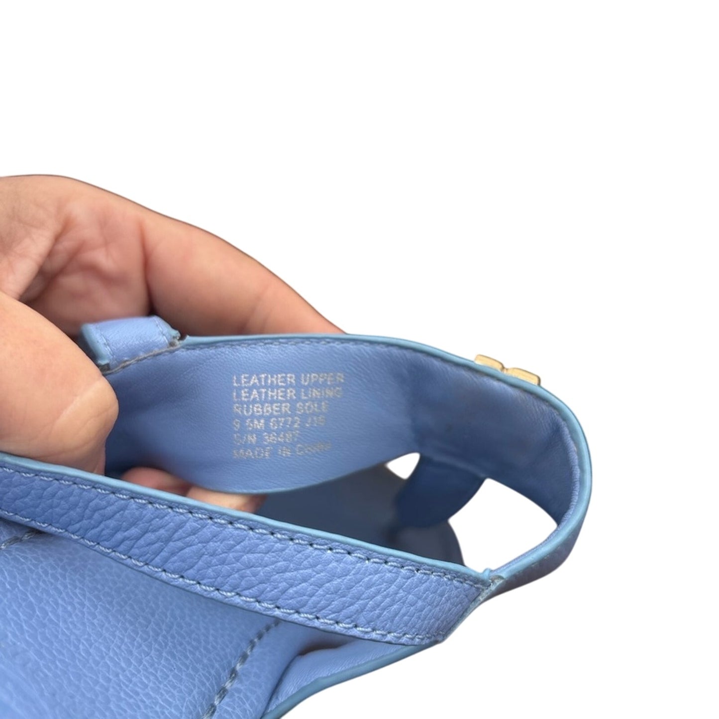 Tory Burch Light Blue Sandals with Gold Emblem Cornflower Blue 9.5