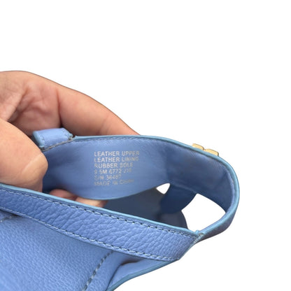 Tory Burch Light Blue Sandals with Gold Emblem Cornflower Blue 9.5