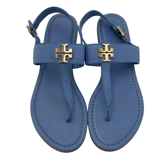 Tory Burch Light Blue Sandals with Gold Emblem Cornflower Blue 9.5