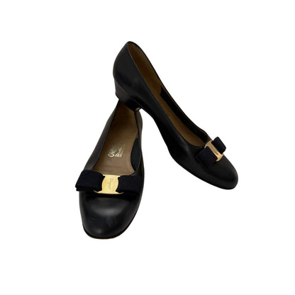 Salvatore Ferragamo Women's Vera Vintage Black Leather Heels 9.5