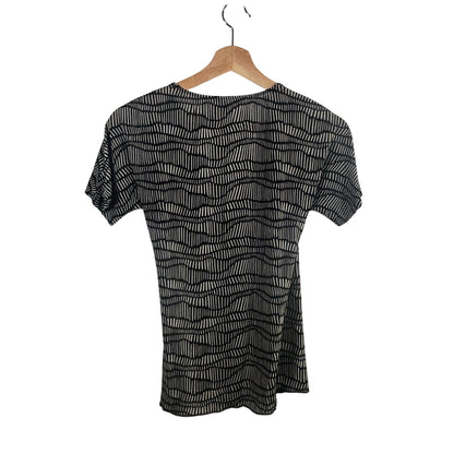 MaxMara Black White Geometric Print Short Sleeve Top Size L