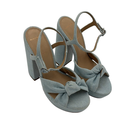 BLACK SUEDE STUDIO Abby Block Heel Denim Platform Sandals 40.5