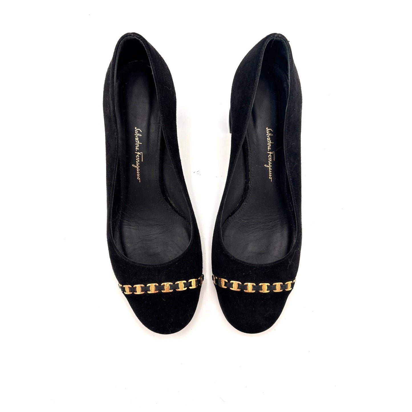 Salvatore Ferragamo Avella Suede Block Heel Pumps Size 8C MSRP $550