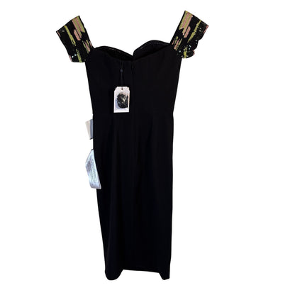 NEW Dress The Population Alani Sheath Sequin Gown Dress Off The Shoulder Small