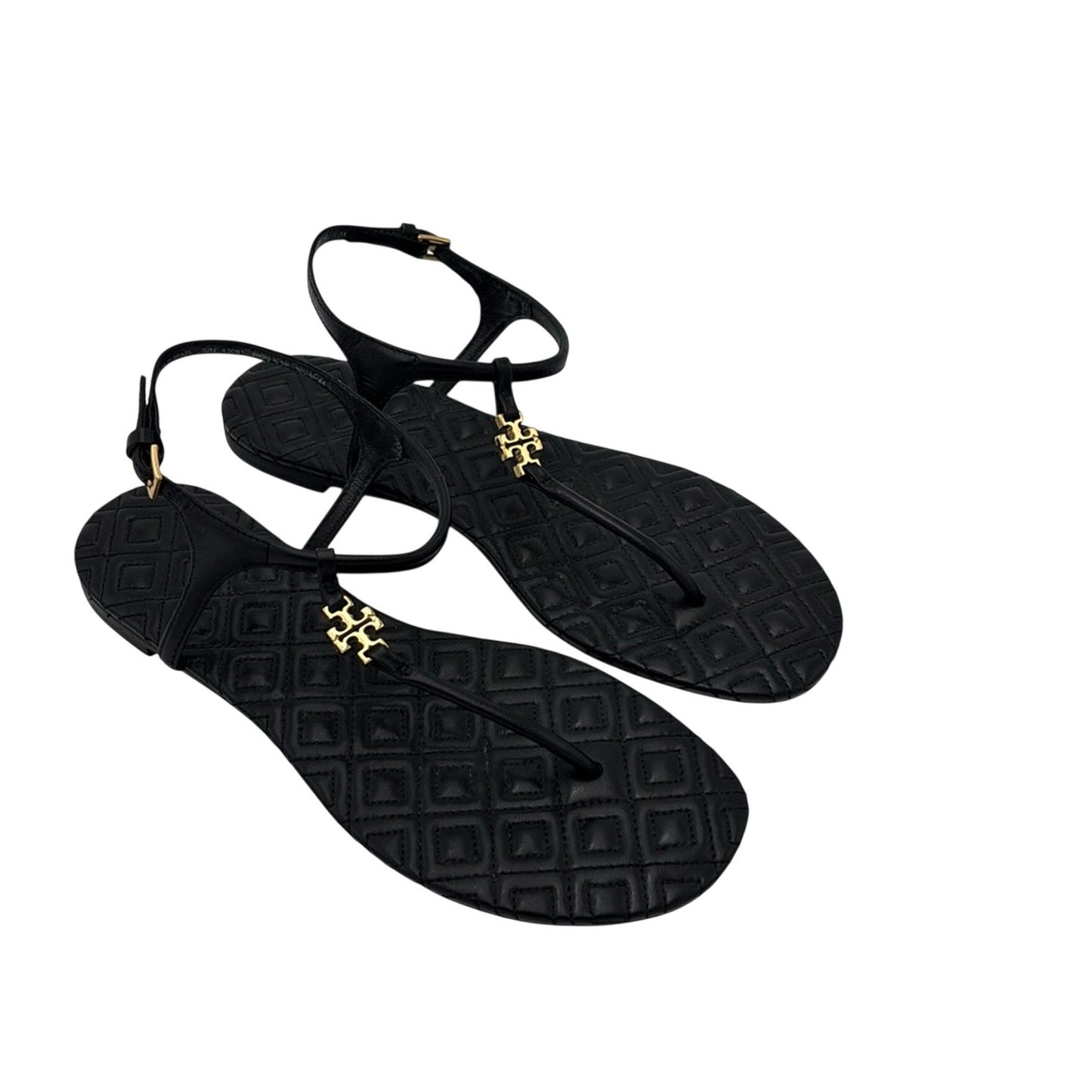 Tory Burch Women's Black Leather Marion Sandals 5.5
