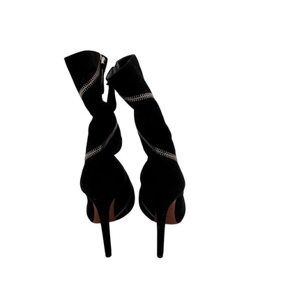 Alaia Suede Sock Bootie Zippered Boots Size 35