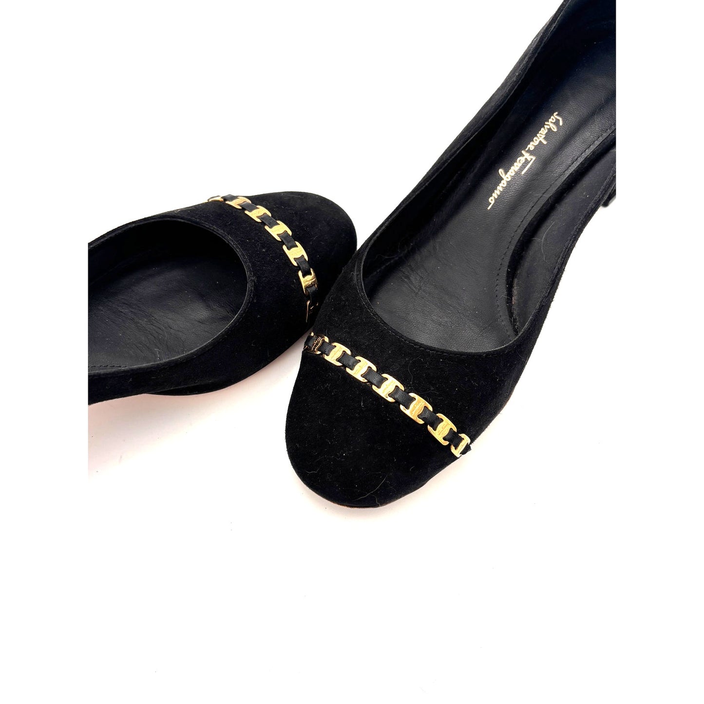 Salvatore Ferragamo Avella Suede Block Heel Pumps Size 8C MSRP $550