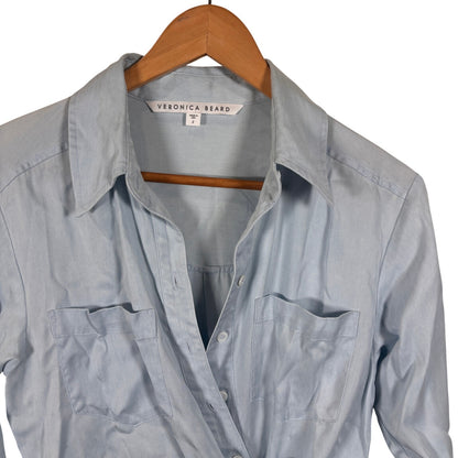 VERONICA BEARD Sierra Ruched Dress Button Up Long Sleeve Size 2