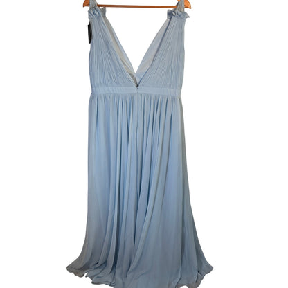 NEW IEENA BY MACDUGGAL Women's 55321 Sleeveless Pleated Deep V-Neck Chiffon Gown