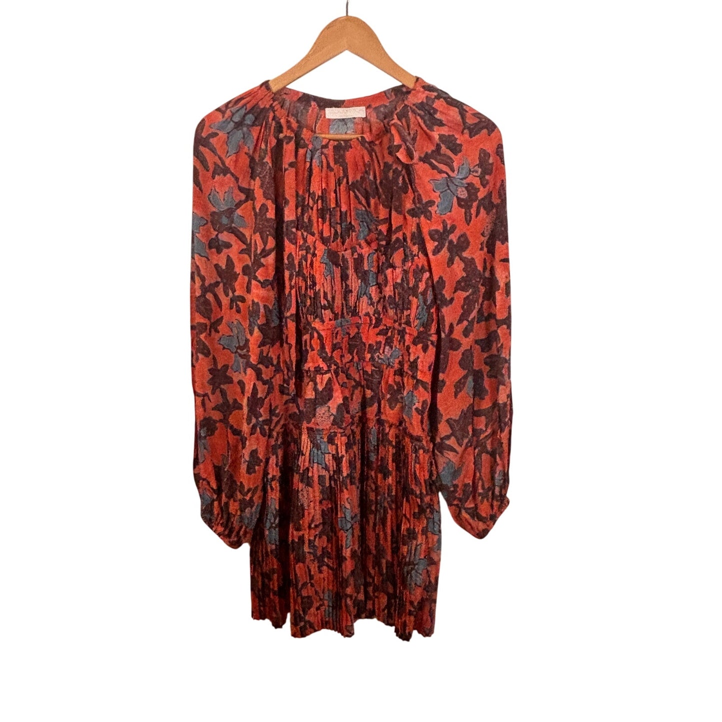 Ulla Johnson Pre Fall 2022 Sefia Silk Red Blend Long Sleeve Mini Dress Size 4