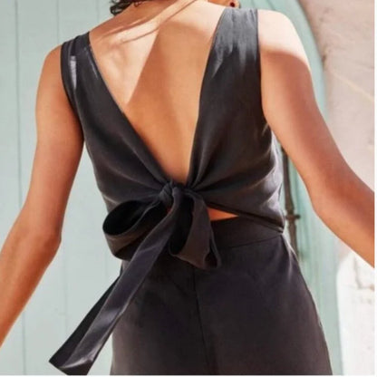 NEW Vetta Capsule Women's Two Piece Apron Jumpsuit Navy Blue Size 0