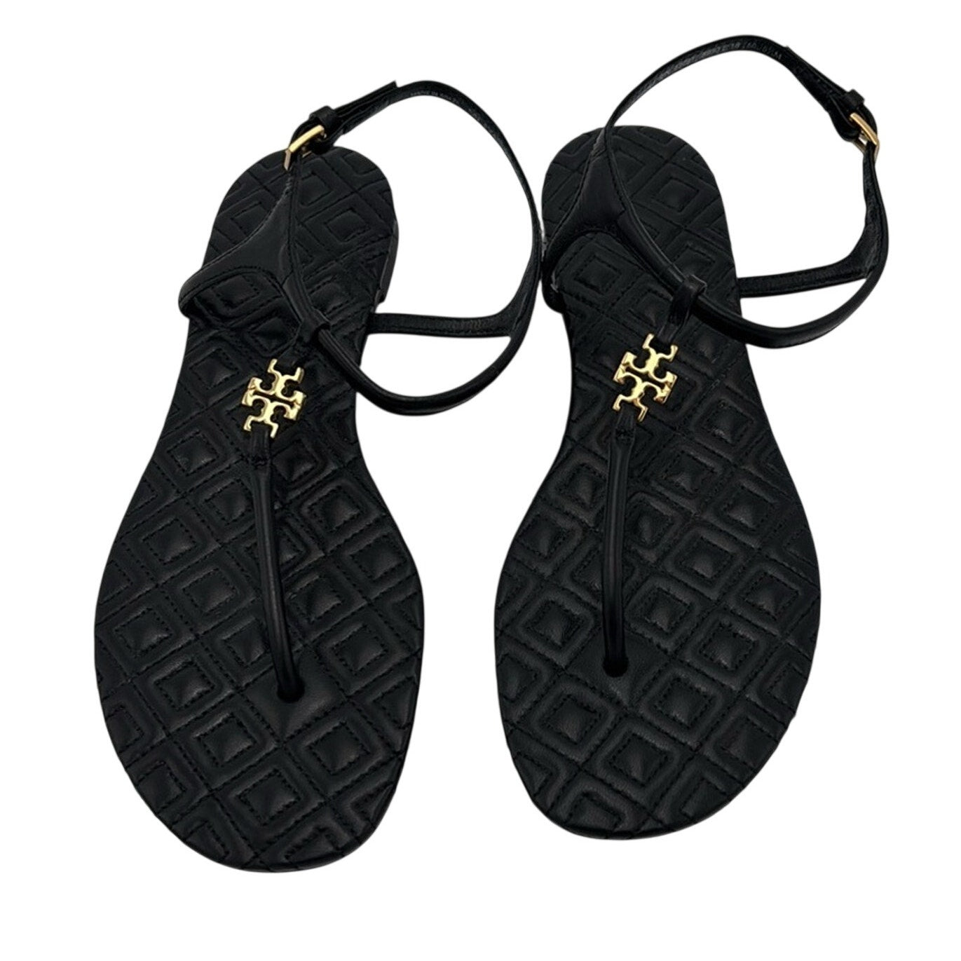 Tory Burch Women's Black Leather Marion Sandals 5.5