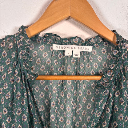 Veronica Beard Destiny Green Smocked Size 4