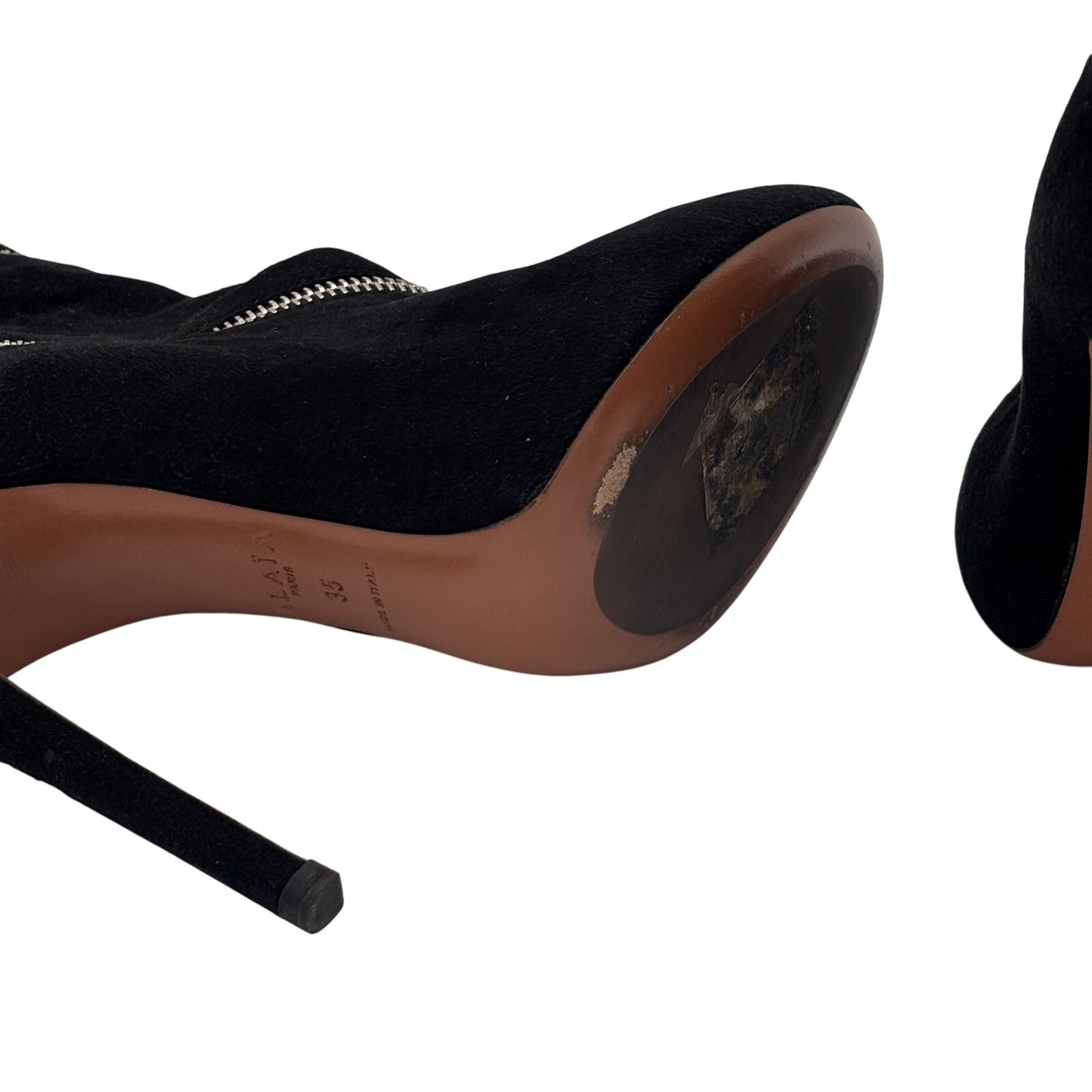 Alaia Suede Sock Bootie Zippered Boots Size 35