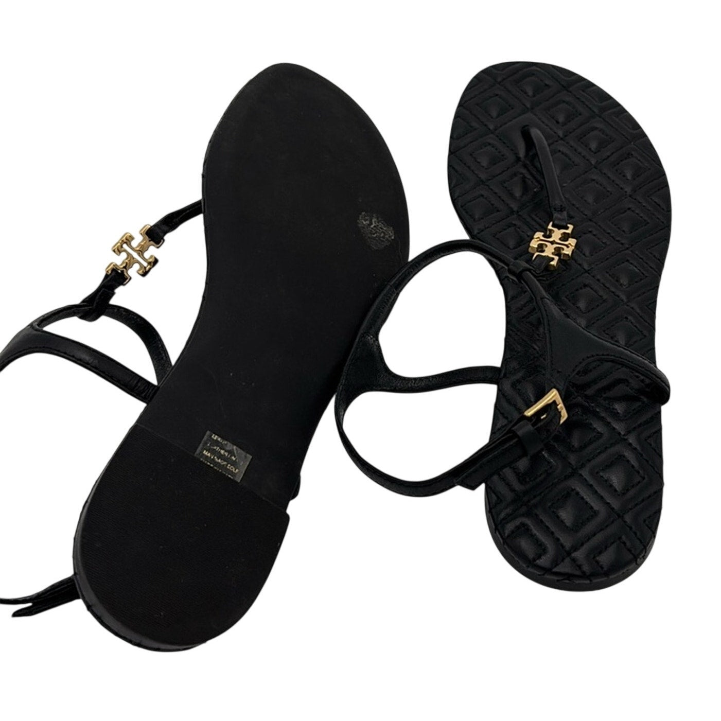 Tory Burch Women's Black Leather Marion Sandals 5.5