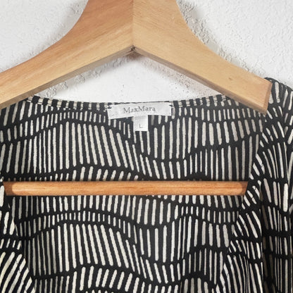 MaxMara Black White Geometric Print Short Sleeve Top Size L