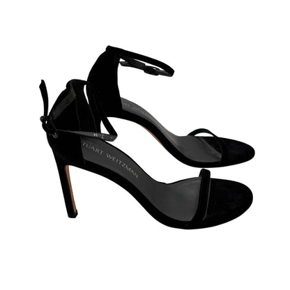Stuart Weitzman Women's Nudist Sandal Black Goose Bump Size 7
