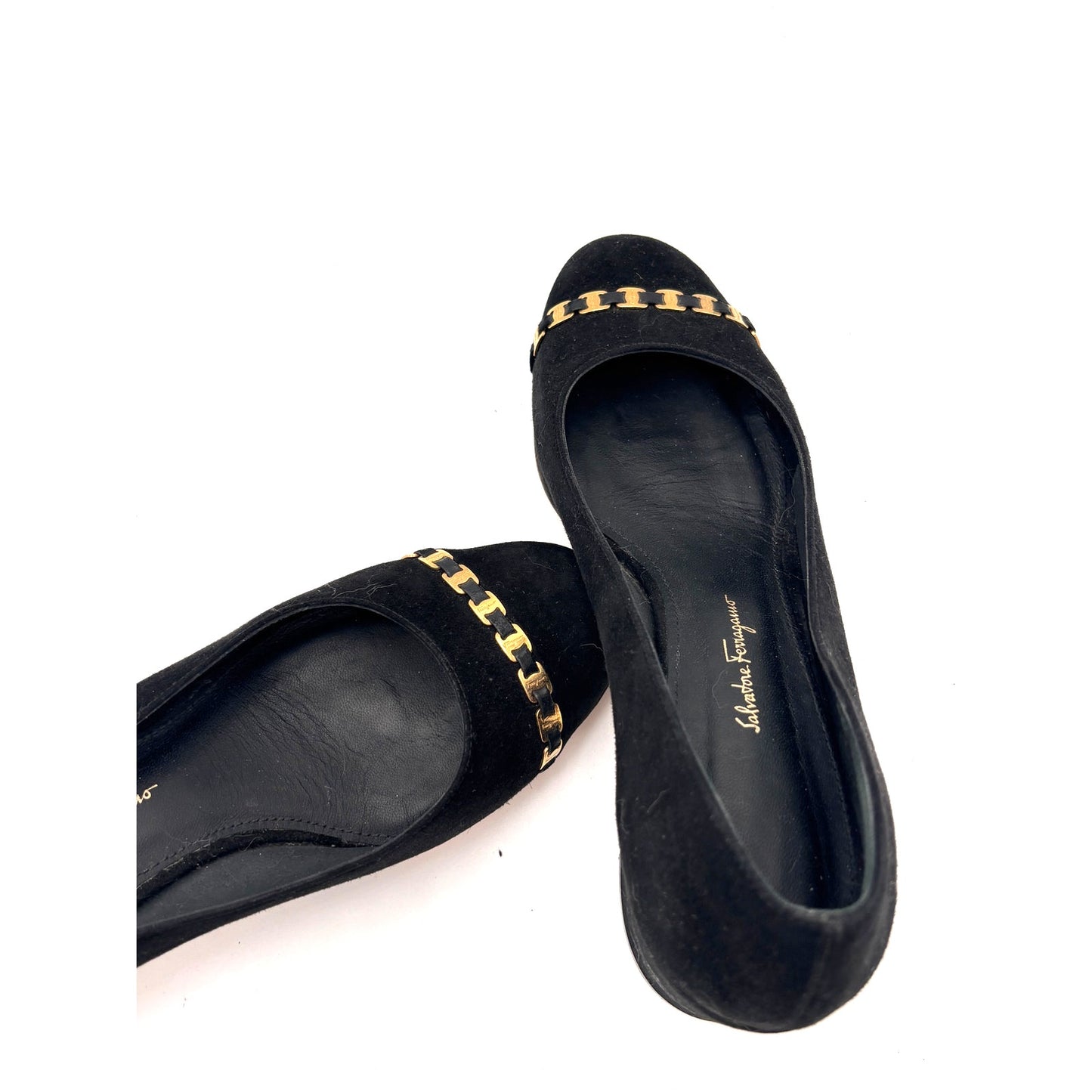 Salvatore Ferragamo Avella Suede Block Heel Pumps Size 8C MSRP $550