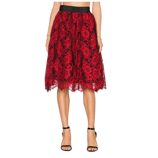 Alexis Lorelei Flare Skirt Lace Red Sold Out MSRP $572