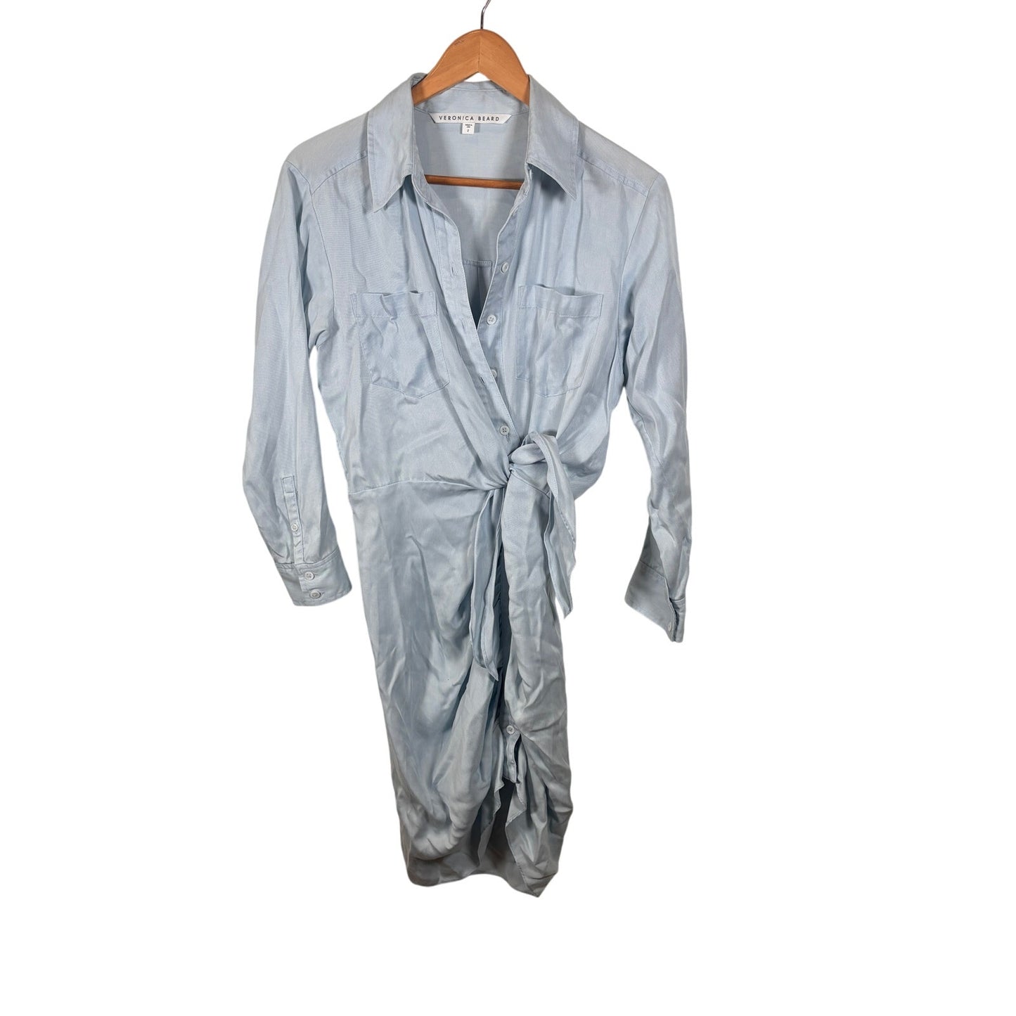 VERONICA BEARD Sierra Ruched Dress Button Up Long Sleeve Size 2