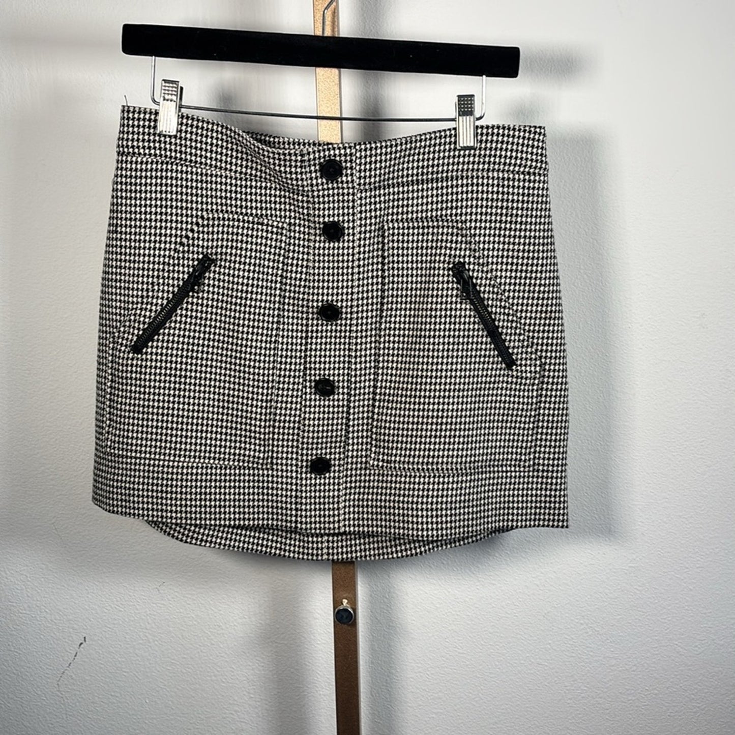 VERONICA BEARD Skirt MONROE Black White Houndstooth Plaid Mini womens 6