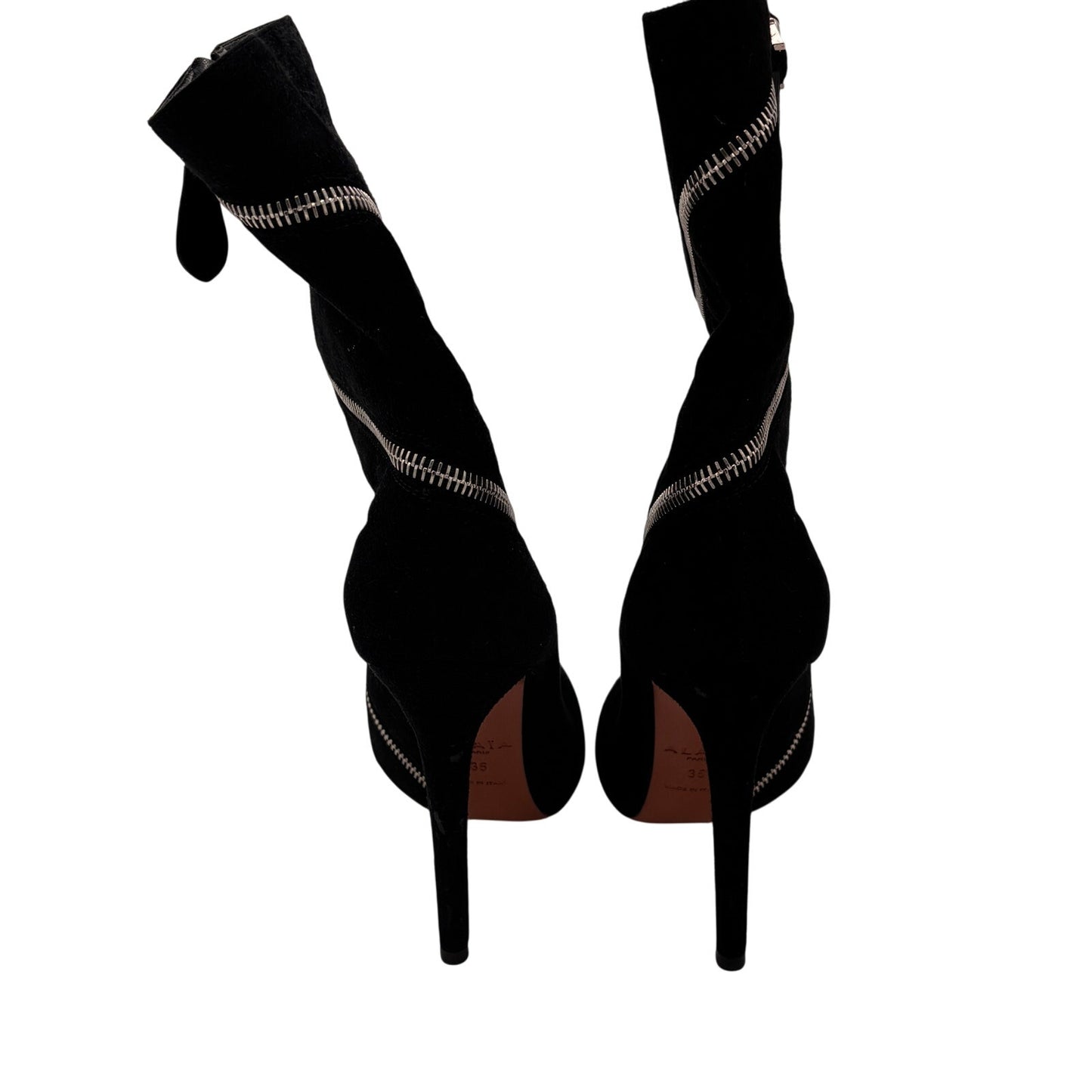 Alaia Suede Sock Bootie Zippered Boots Size 35