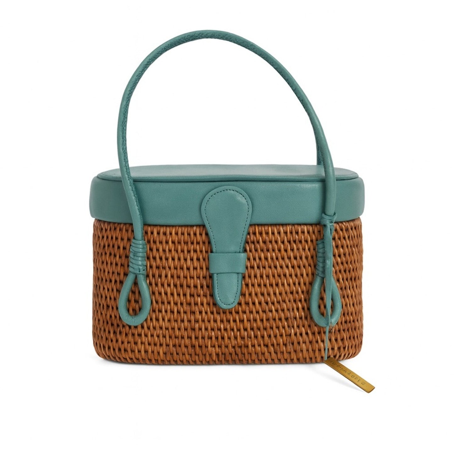 Vintage Elliott Lucca Raffia Woven Top Handle Bag Mini Rare