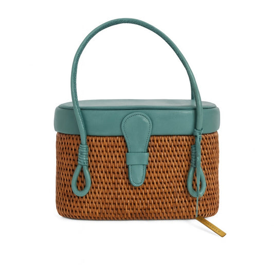 Vintage Elliott Lucca Raffia Woven Top Handle Bag Mini Rare