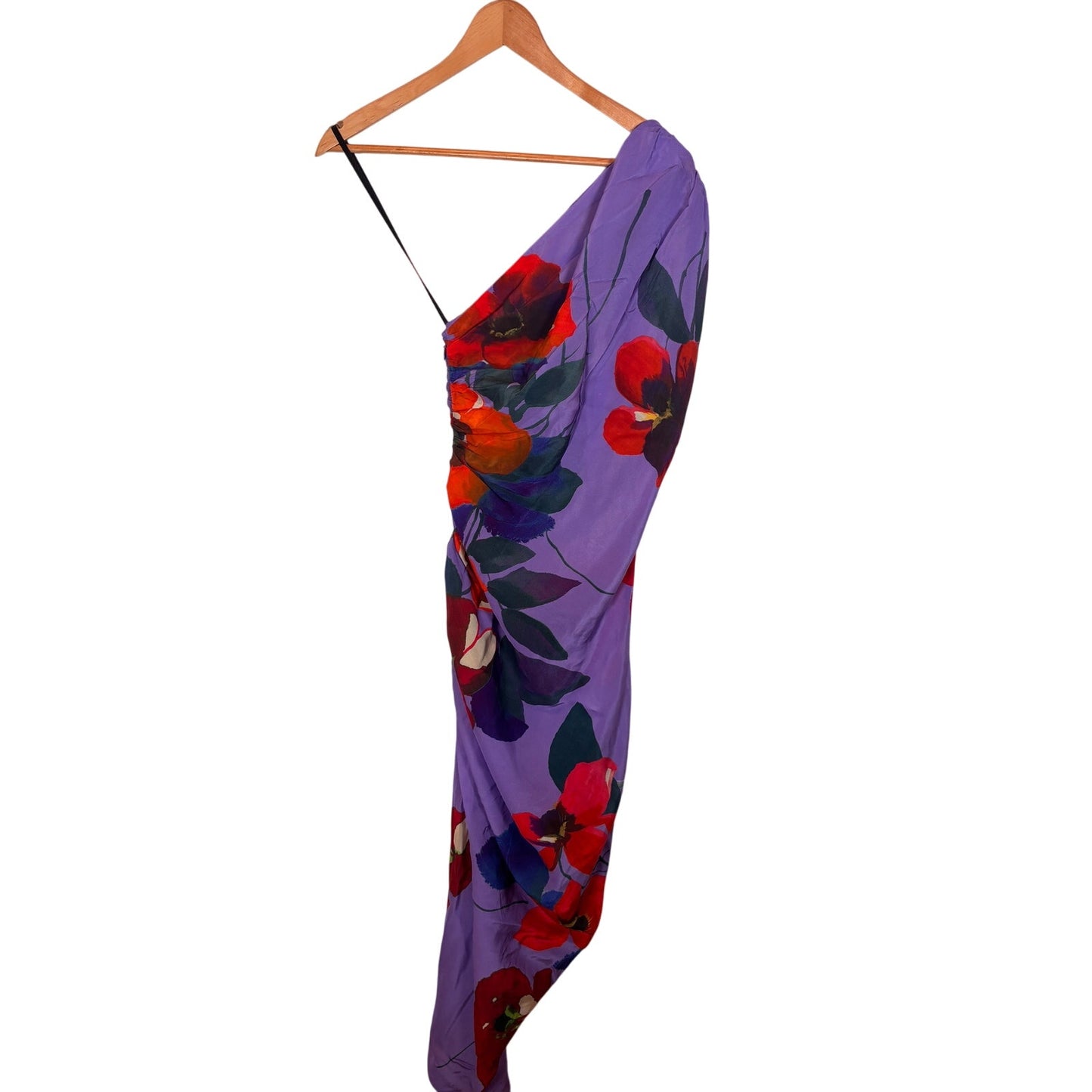 SMYTHE Poppy Print One-shoulder Asymmetric Dress Size 0 MSRP $695