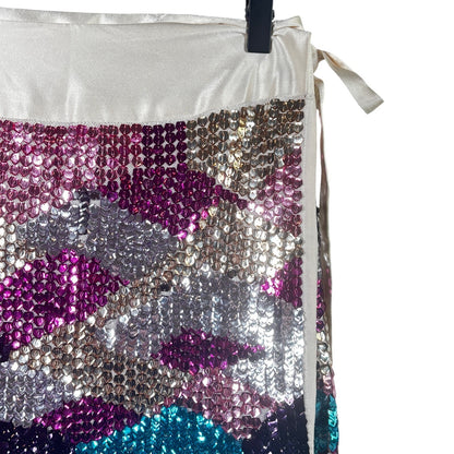 Adam Lippes Sequin Wrap Mini Skirt Multicolor Metallic Size 4