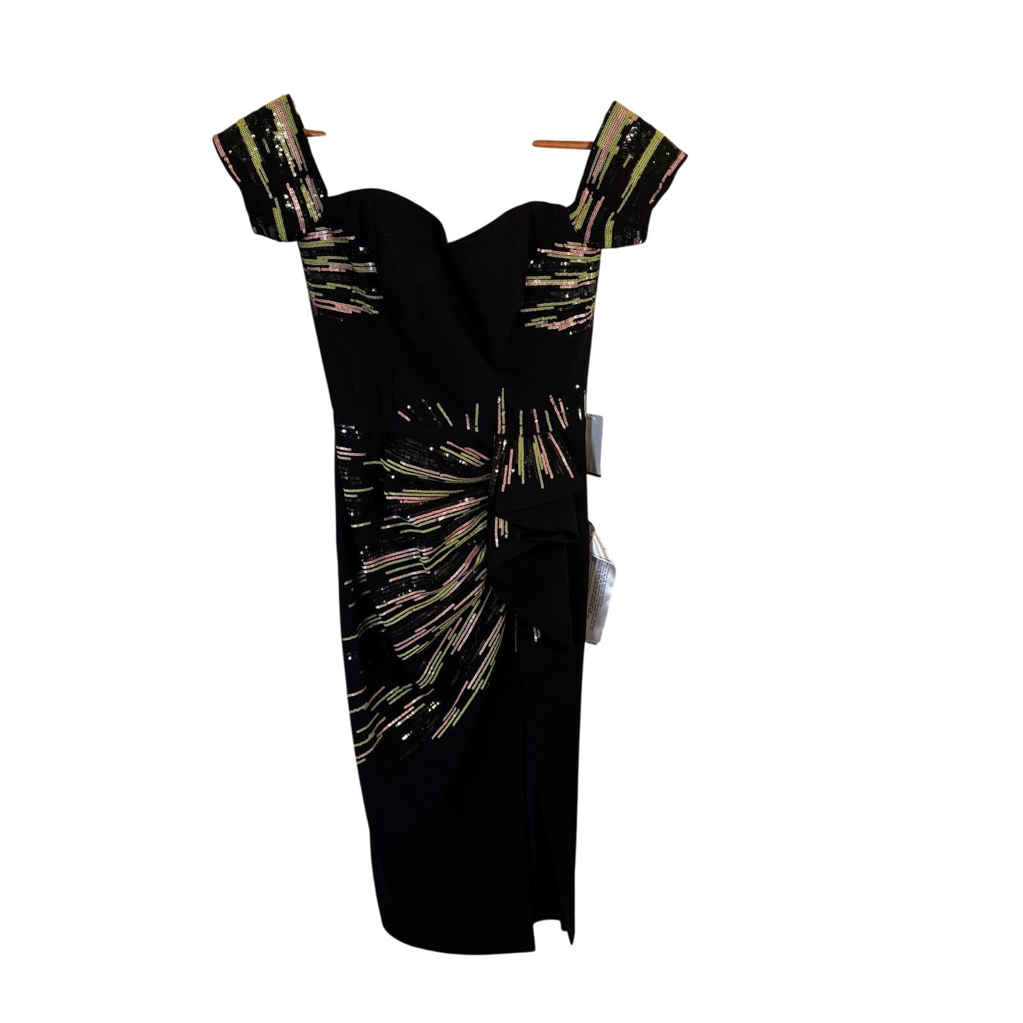 NEW Dress The Population Alani Sheath Sequin Gown Dress Off The Shoulder Small