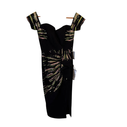 NEW Dress The Population Alani Sheath Sequin Gown Dress Off The Shoulder Small