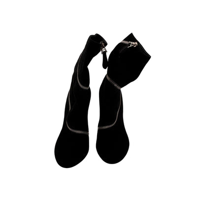 Alaia Suede Sock Bootie Zippered Boots Size 35