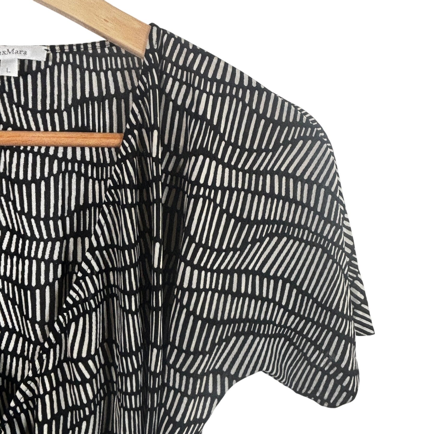 MaxMara Black White Geometric Print Short Sleeve Top Size L