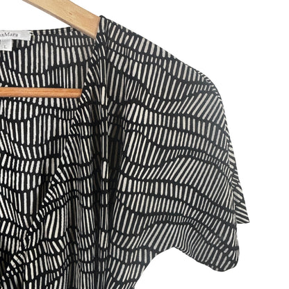 MaxMara Black White Geometric Print Short Sleeve Top Size L