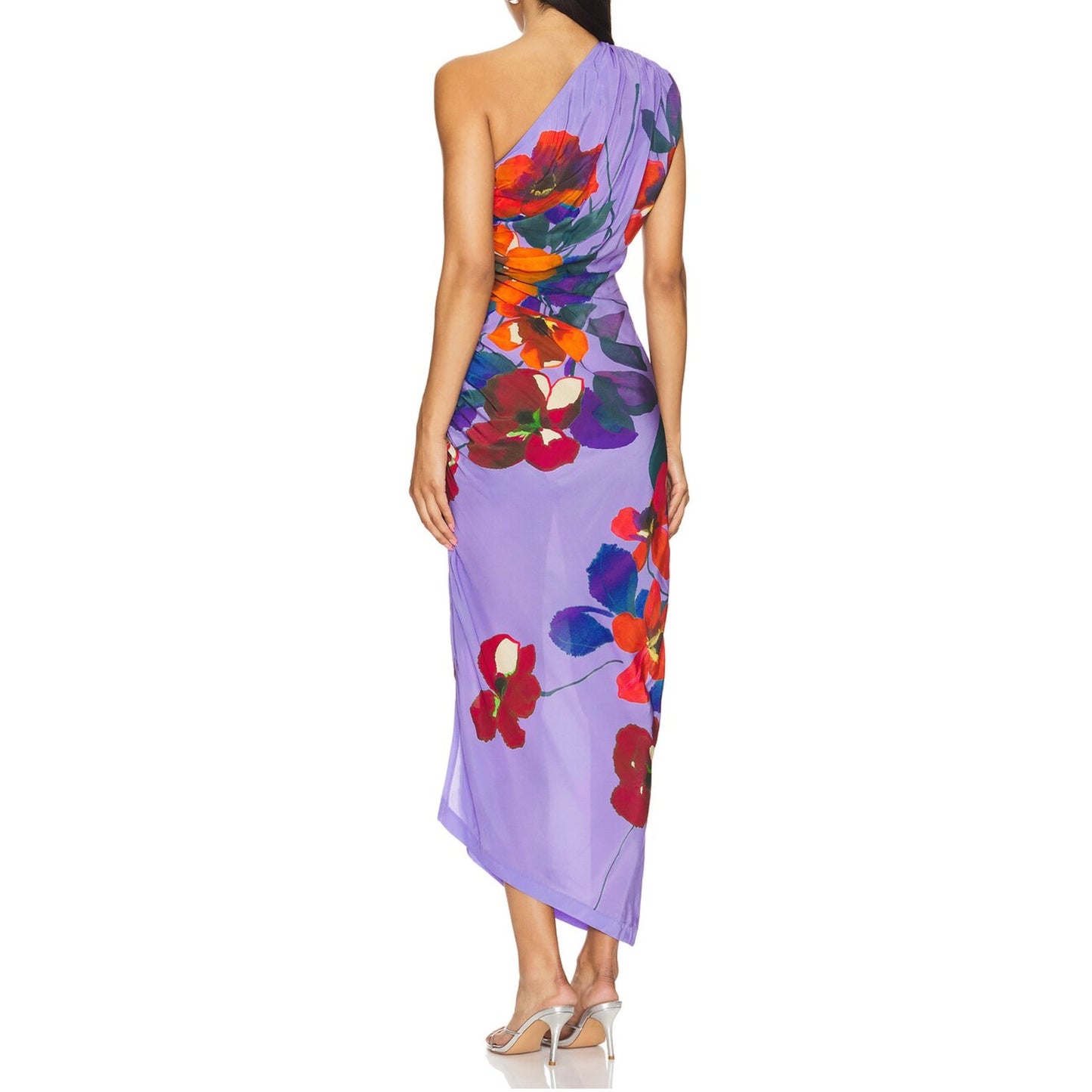 SMYTHE Poppy Print One-shoulder Asymmetric Dress Size 0 MSRP $695