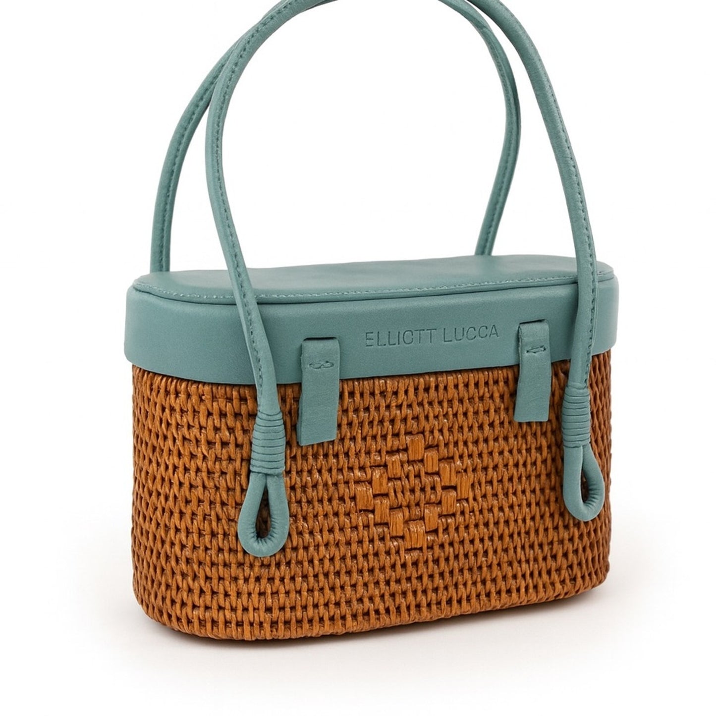 Vintage Elliott Lucca Raffia Woven Top Handle Bag Mini Rare