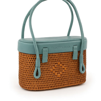 Vintage Elliott Lucca Raffia Woven Top Handle Bag Mini Rare