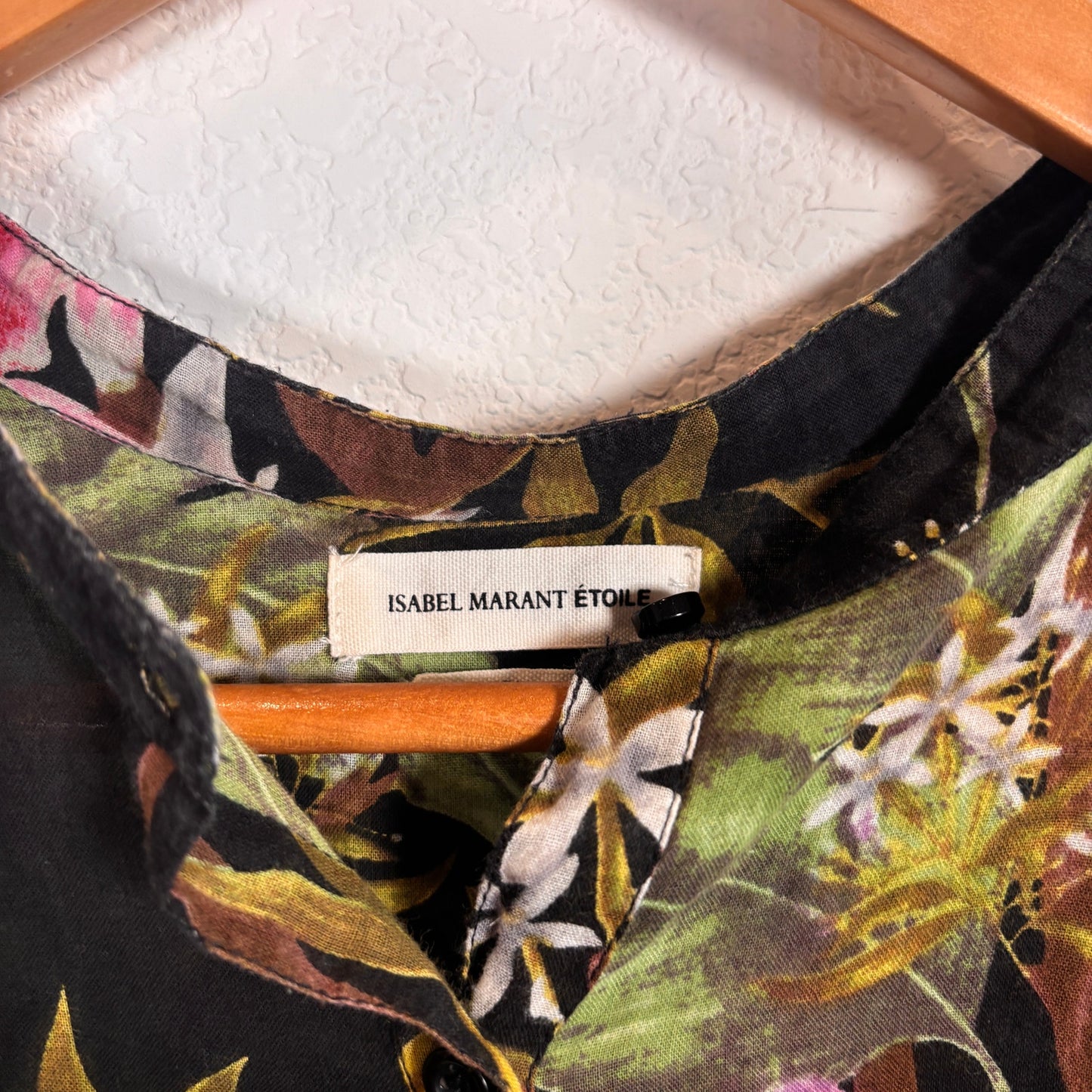 Isabel Marant Etoile Black Pattern Wescott Floral Print Henley Blouse