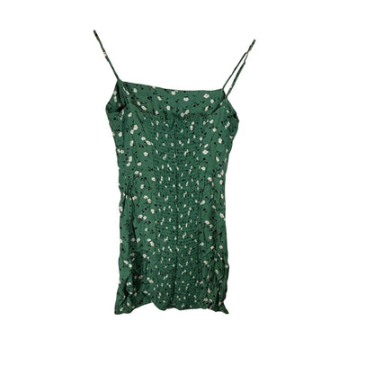 Reformation Sam Pico Green Floral Bodycon Stretch Mini Dress Size 2