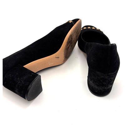 Salvatore Ferragamo Avella Suede Block Heel Pumps Size 8C MSRP $550