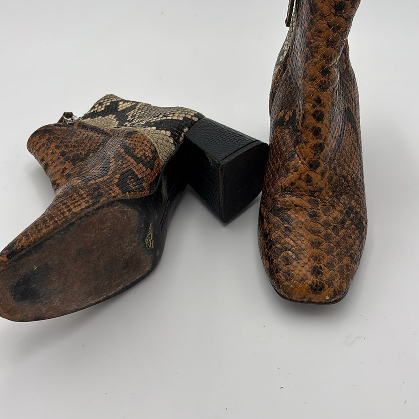 Freda Salvador Charm Ankle Boots Snakeskin Size 6