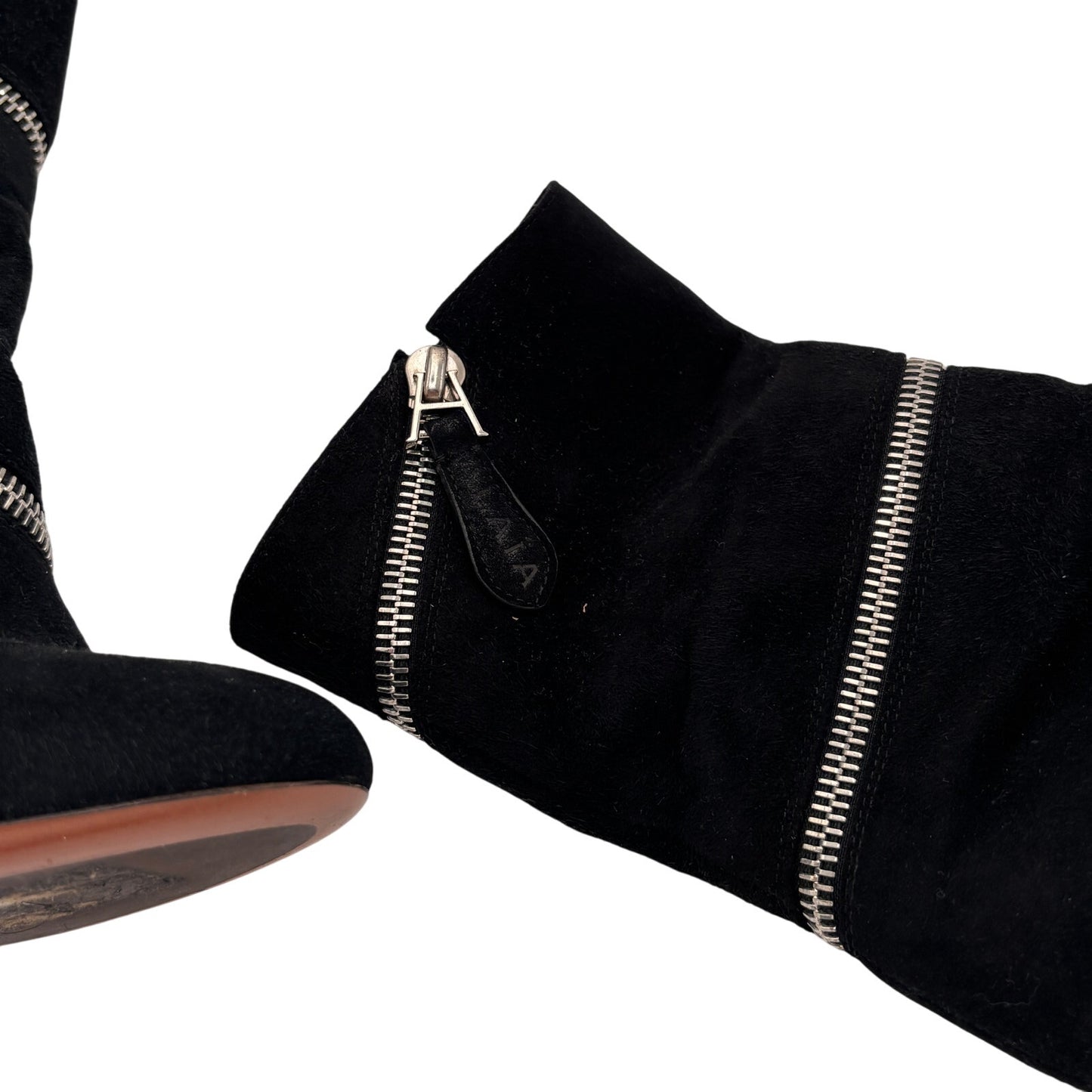 Alaia Suede Sock Bootie Zippered Boots Size 35