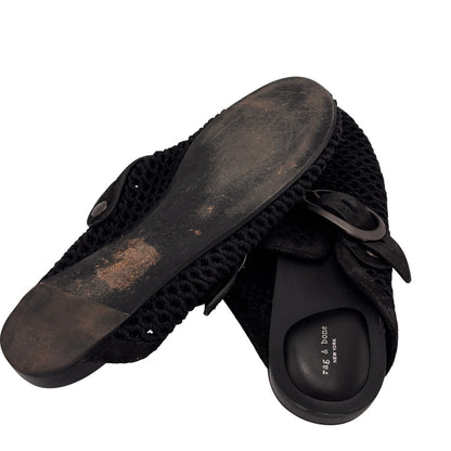 Rag & Bone Ansley Mule Black Net Slip On Casual Shoes Size 38